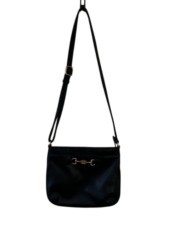Giani Bernini Handbags - Giani Bernini Black Pebbled Leather Shoulder Bag with Gold Horsebit Accent